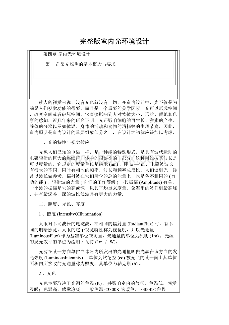 完整版室内光环境设计文档格式.docx