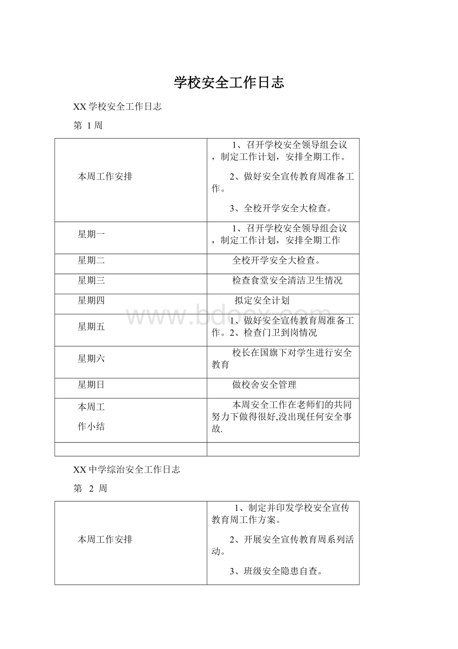 学校安全工作日志.docx