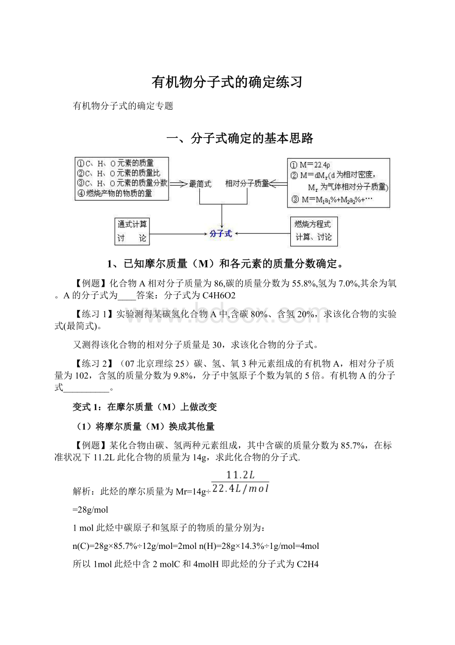 有机物分子式的确定练习Word格式.docx_第1页