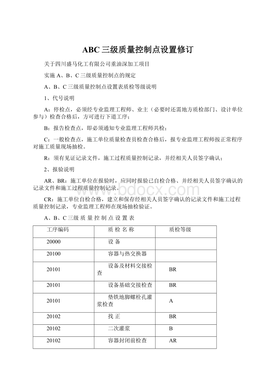 ABC三级质量控制点设置修订Word格式.docx