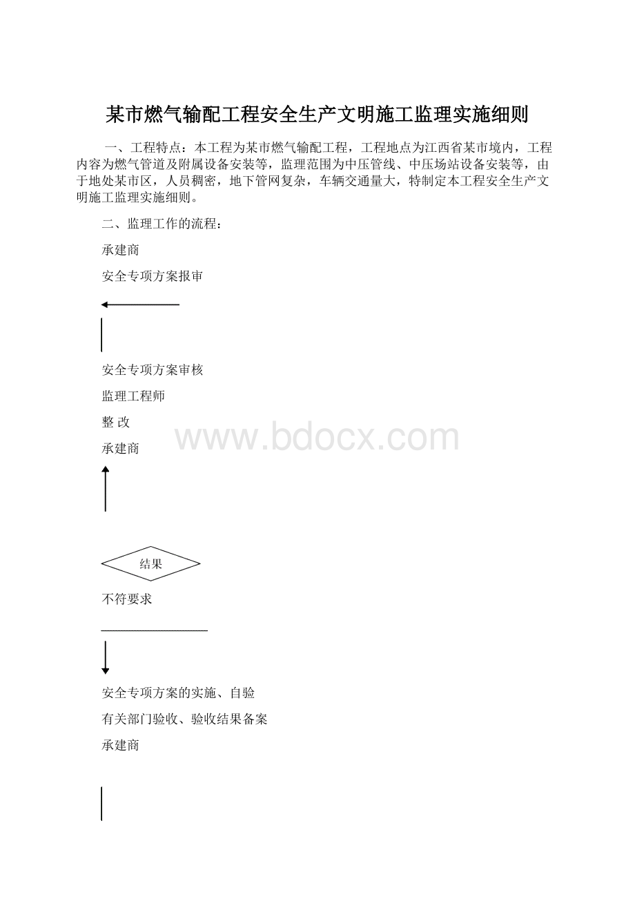 某市燃气输配工程安全生产文明施工监理实施细则.docx