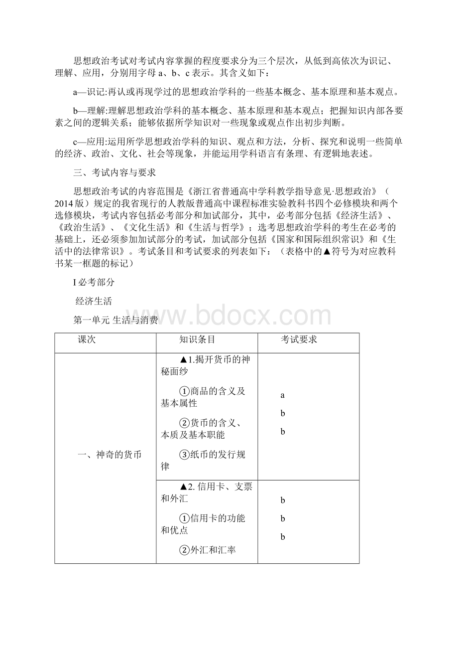 浙江省学考选考政治考试说明文档格式.docx_第2页