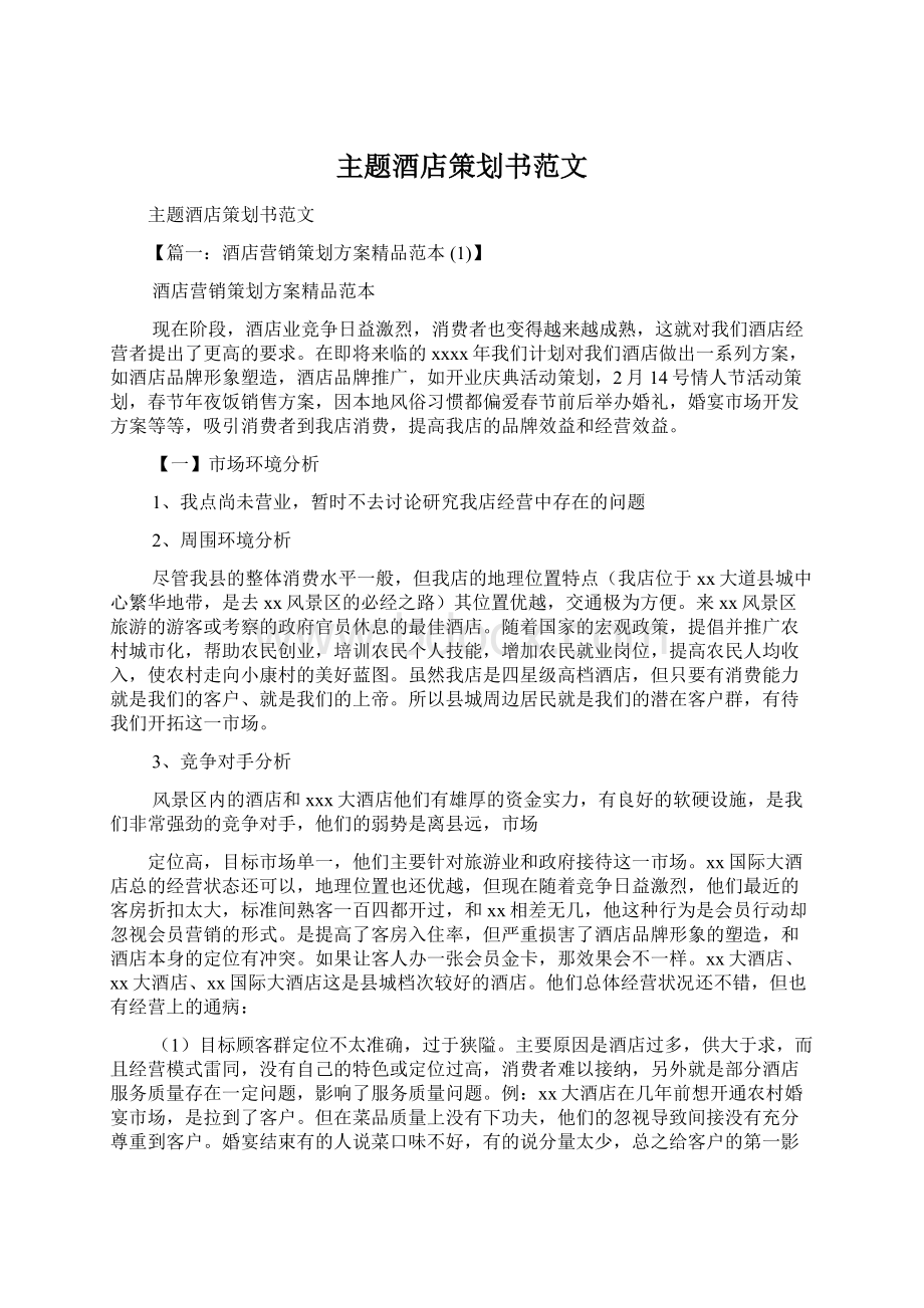 主题酒店策划书范文Word文档格式.docx