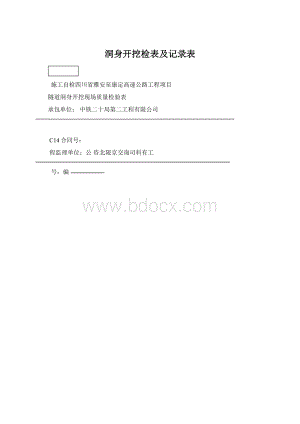 洞身开挖检表及记录表文档格式.docx