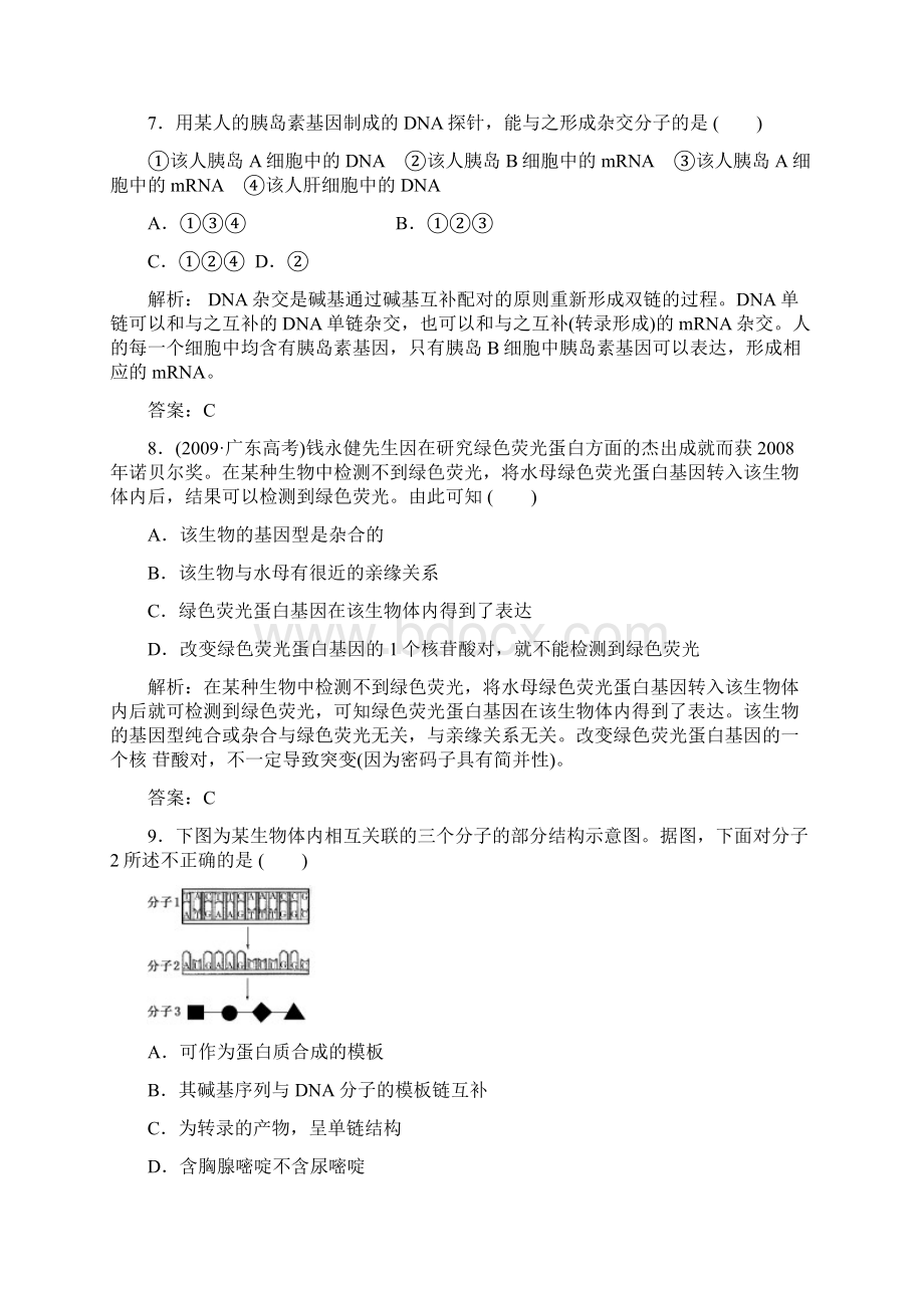 必修二第三四章 基因的表达阶段质量检测文档格式.docx_第3页