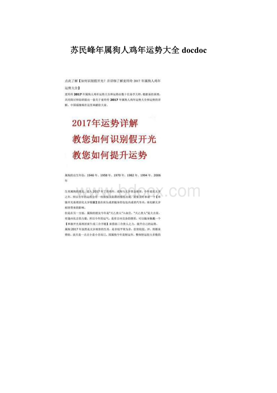 苏民峰年属狗人鸡年运势大全docdoc文档格式.docx