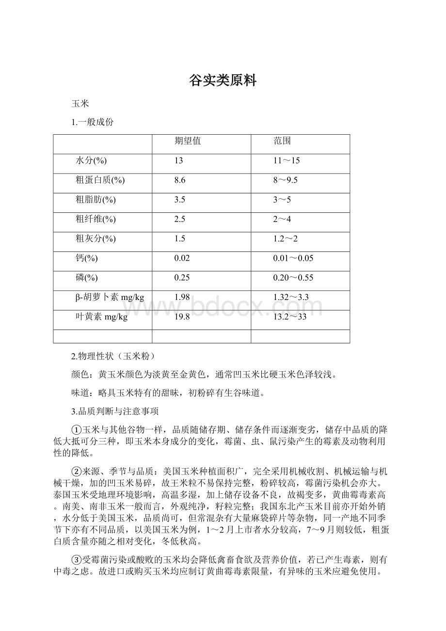 谷实类原料Word文件下载.docx_第1页