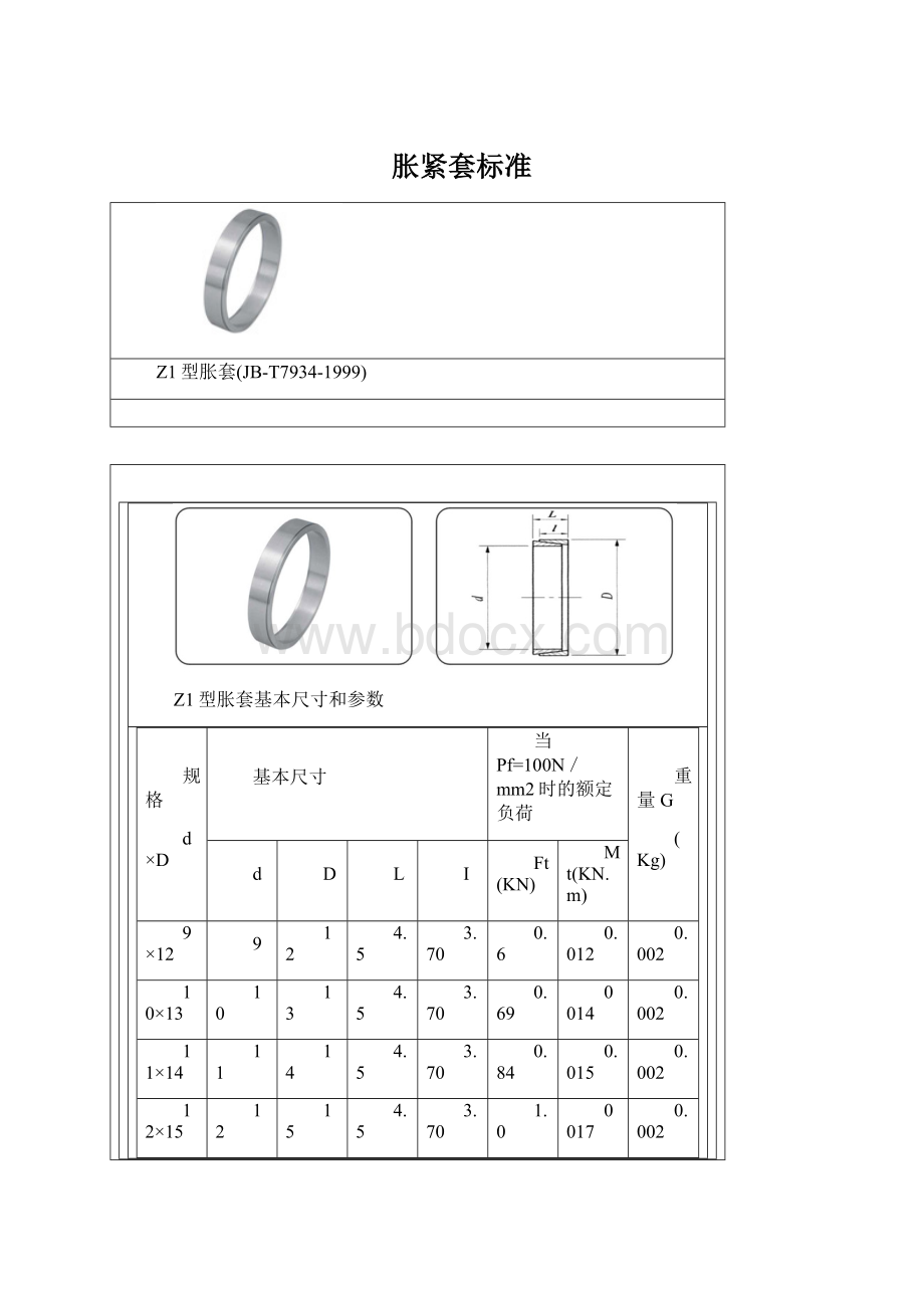 胀紧套标准Word格式文档下载.docx