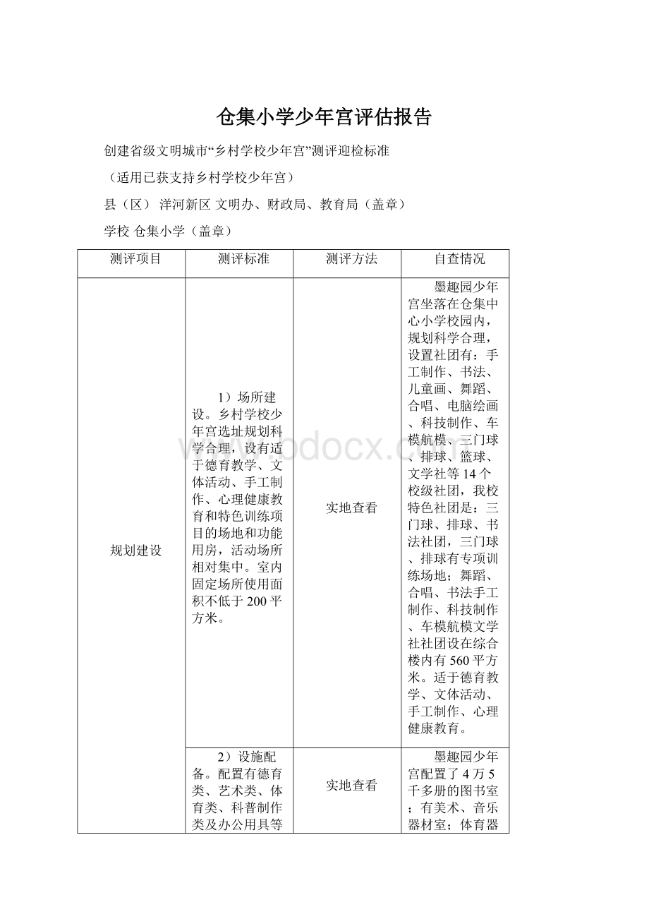 仓集小学少年宫评估报告.docx_第1页