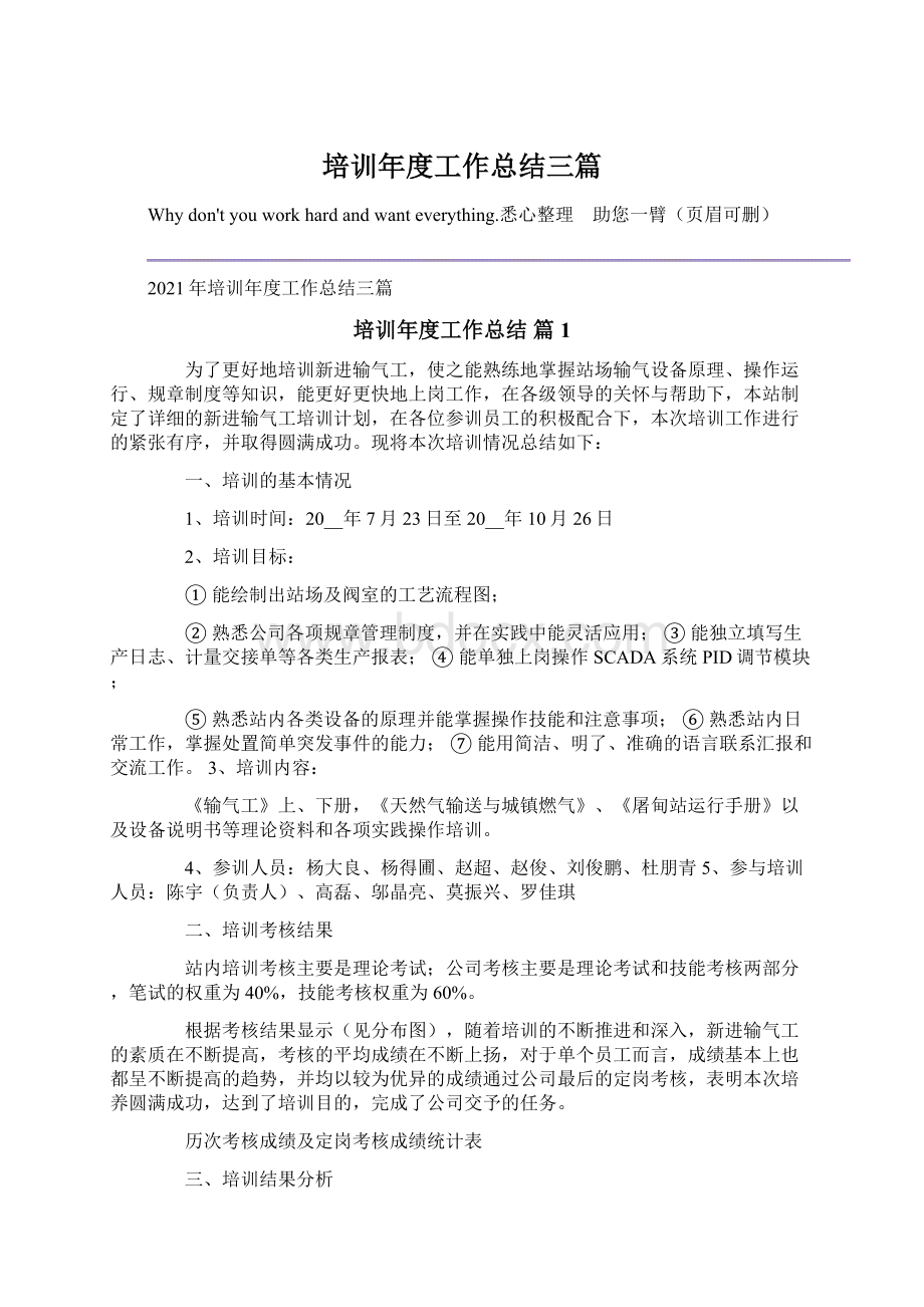 培训年度工作总结三篇文档格式.docx