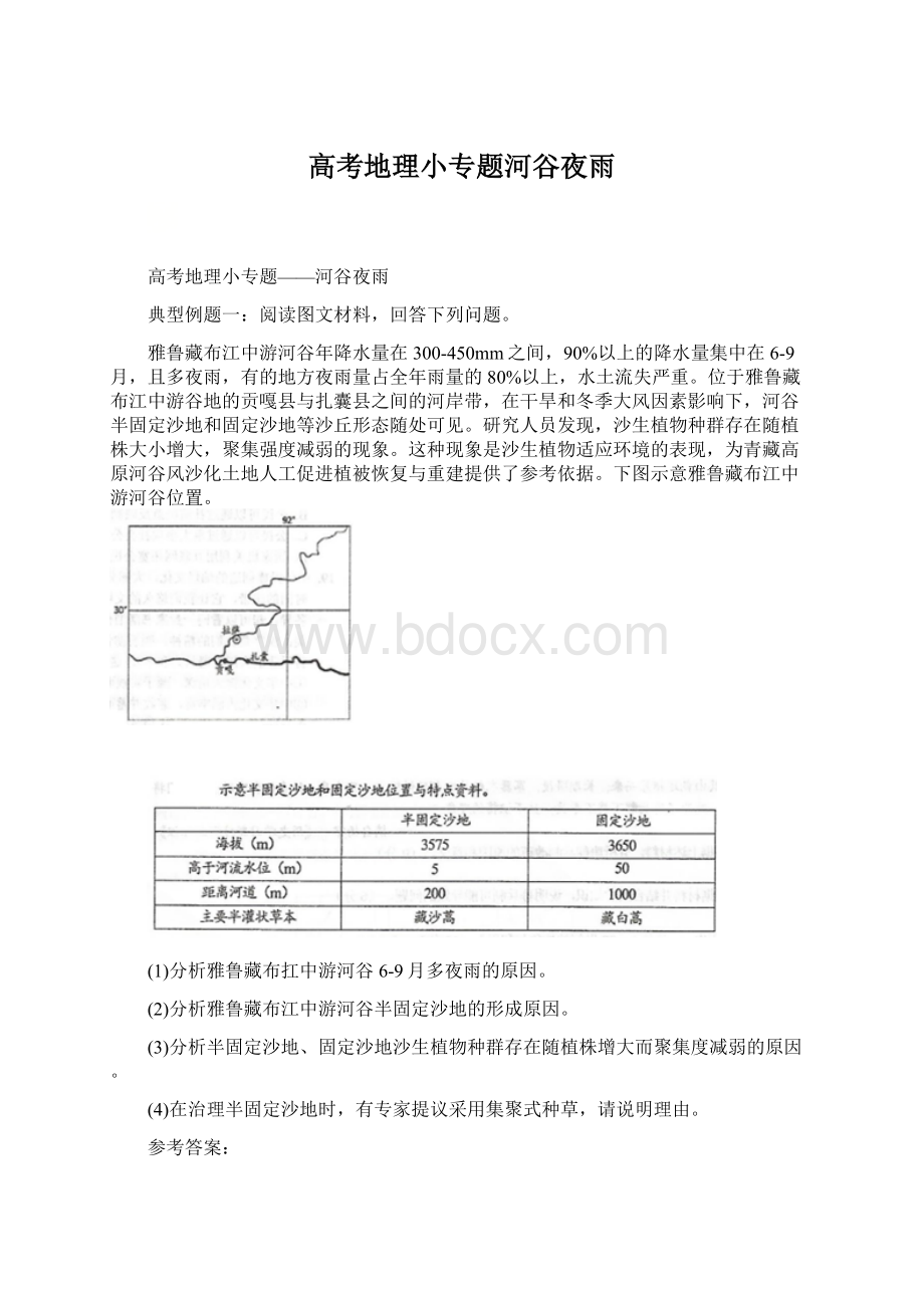 高考地理小专题河谷夜雨.docx