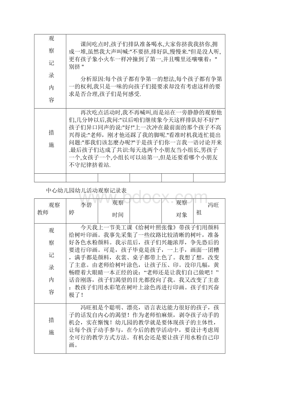 幼儿活动观察记录表367.docx_第3页