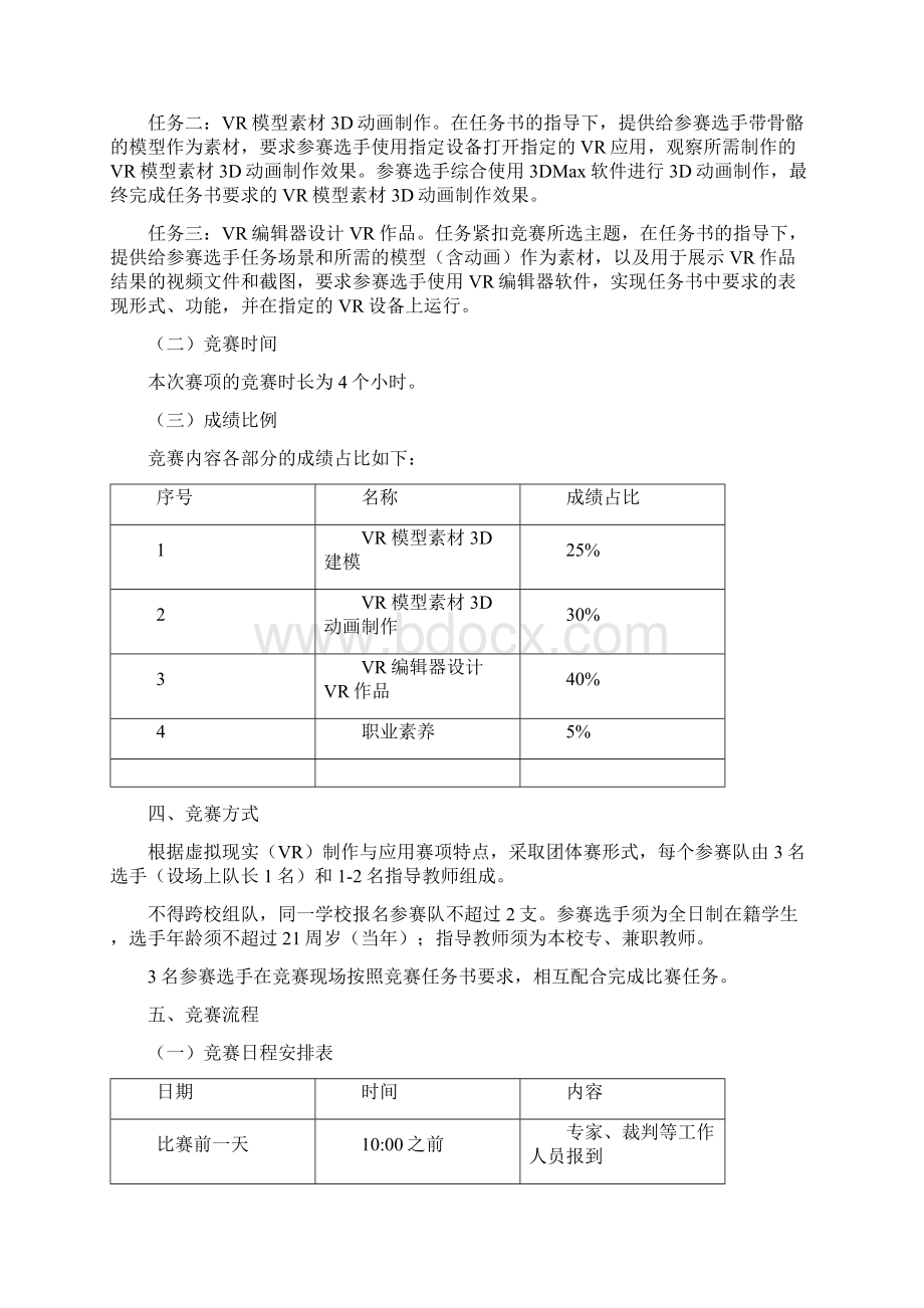 度广东省职业院校学生专业技能大赛中职组虚拟现实VR制作与应用赛项规程Word文档格式.docx_第2页