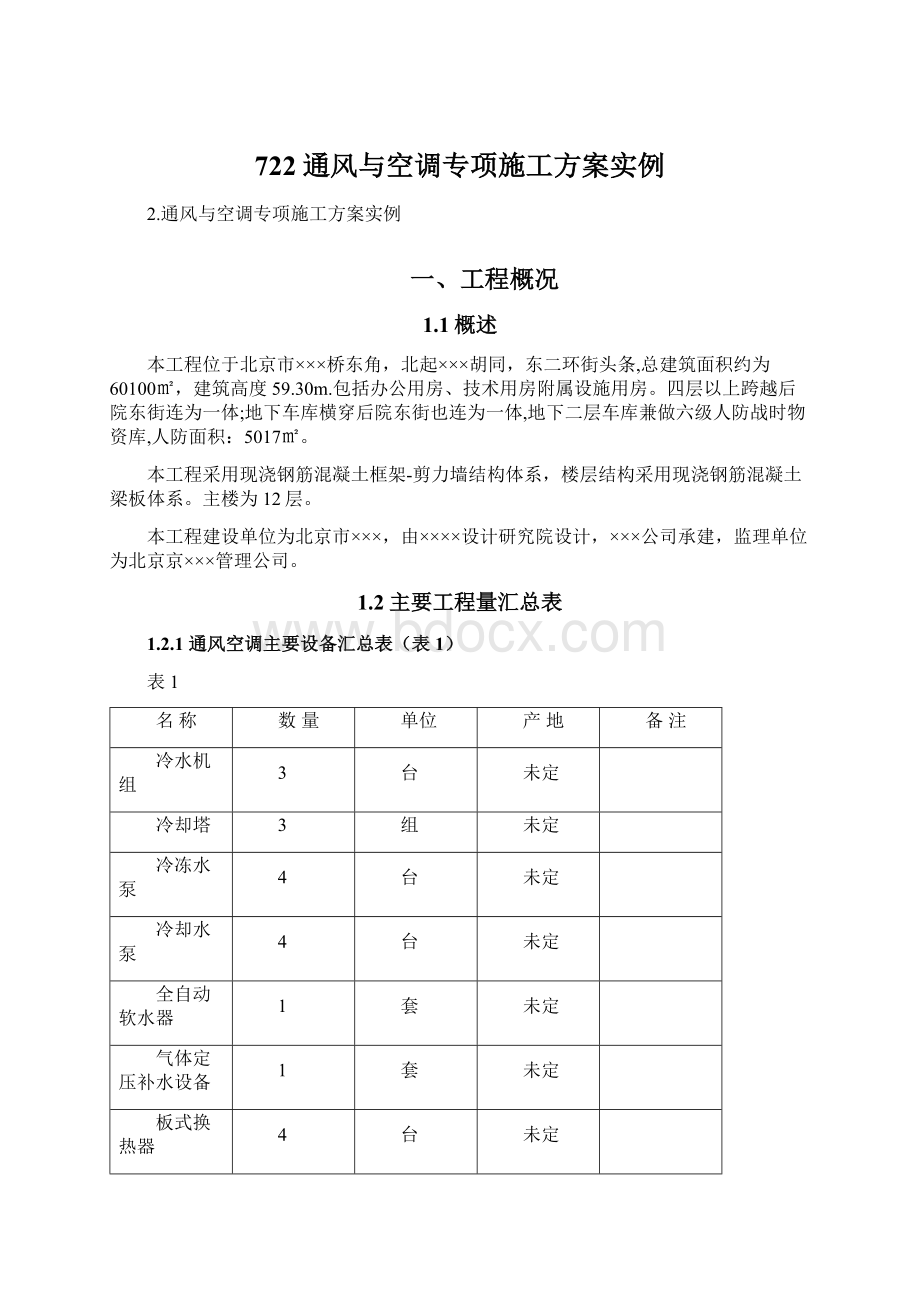 722通风与空调专项施工方案实例.docx