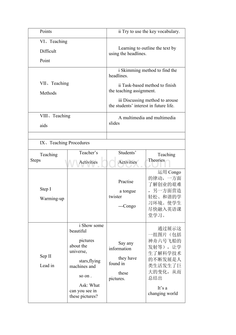 高中英语 Unit 6《Life in the future》说课教案 新人教版必修1Word下载.docx_第2页