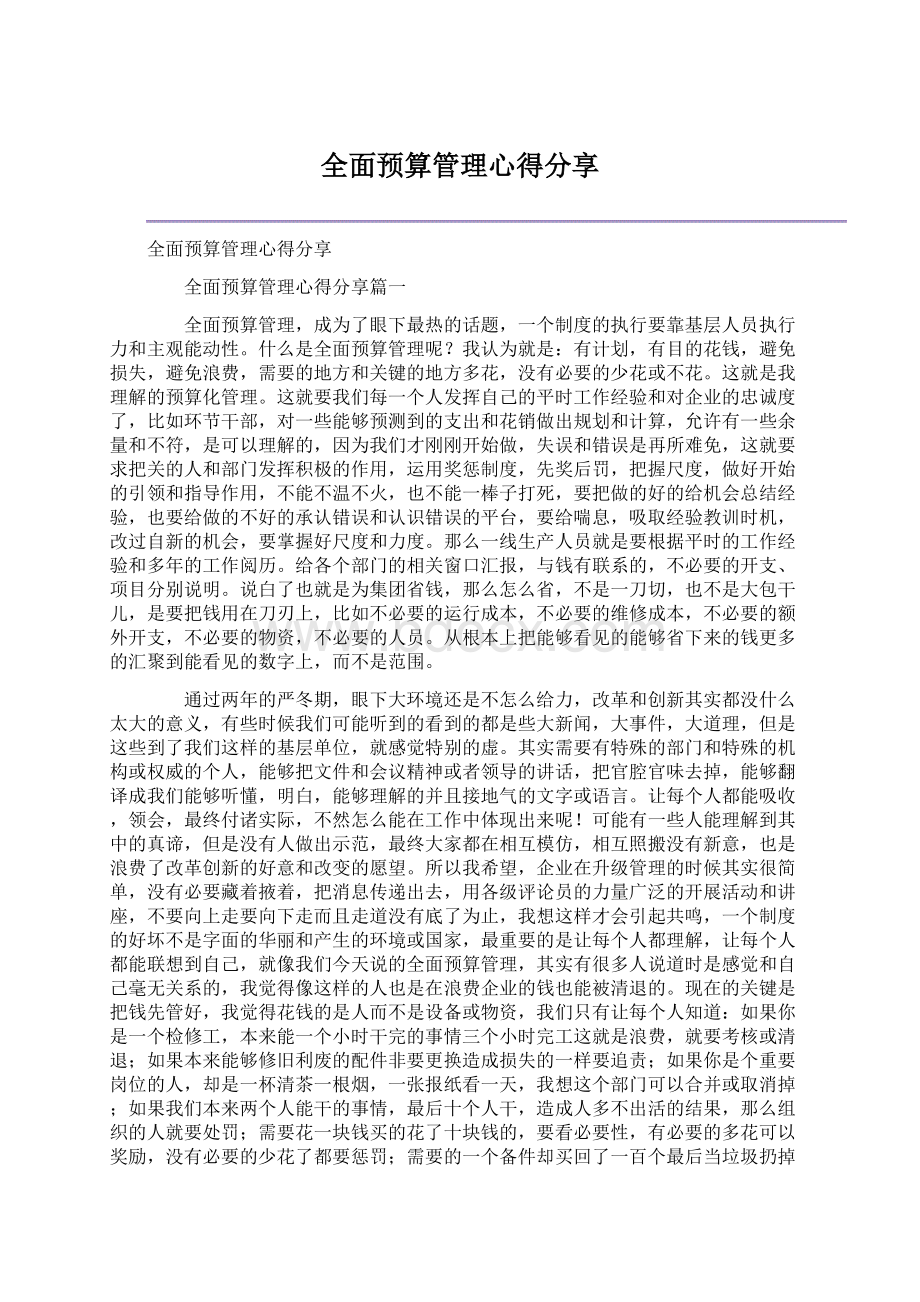 全面预算管理心得分享.docx_第1页