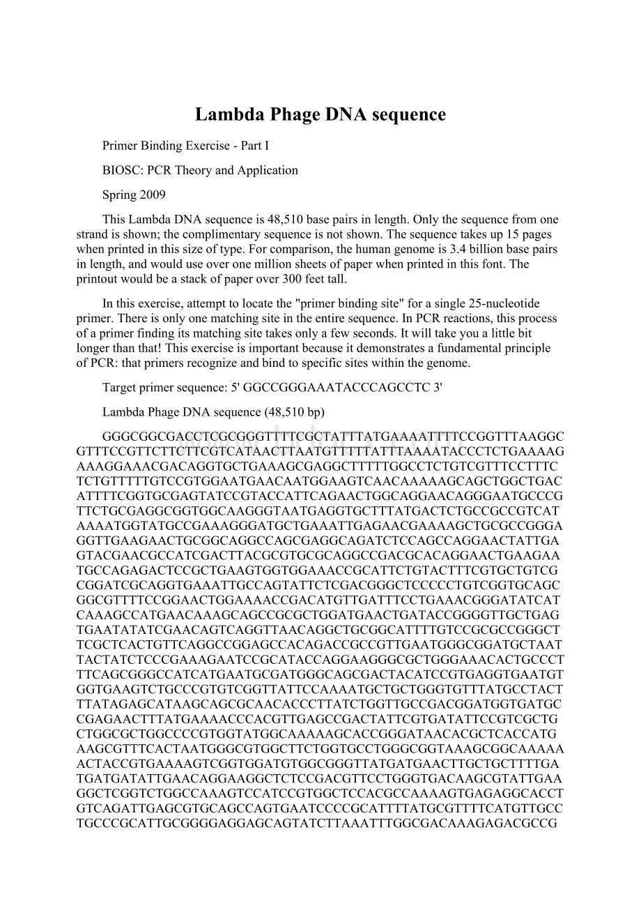 Lambda Phage DNA sequence.docx_第1页