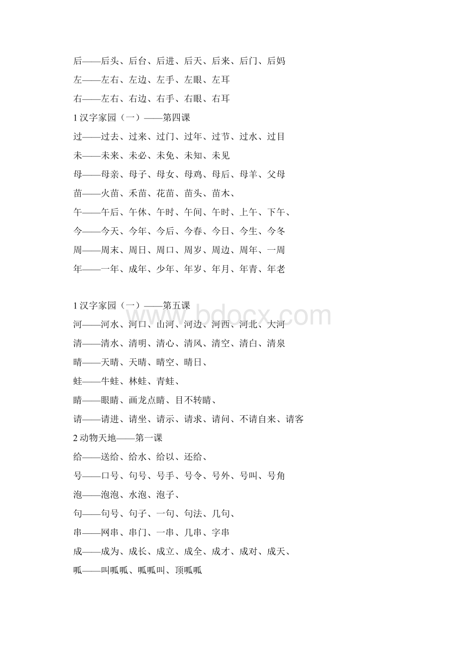 长春版小学语文一年下册生字表组词.docx_第2页