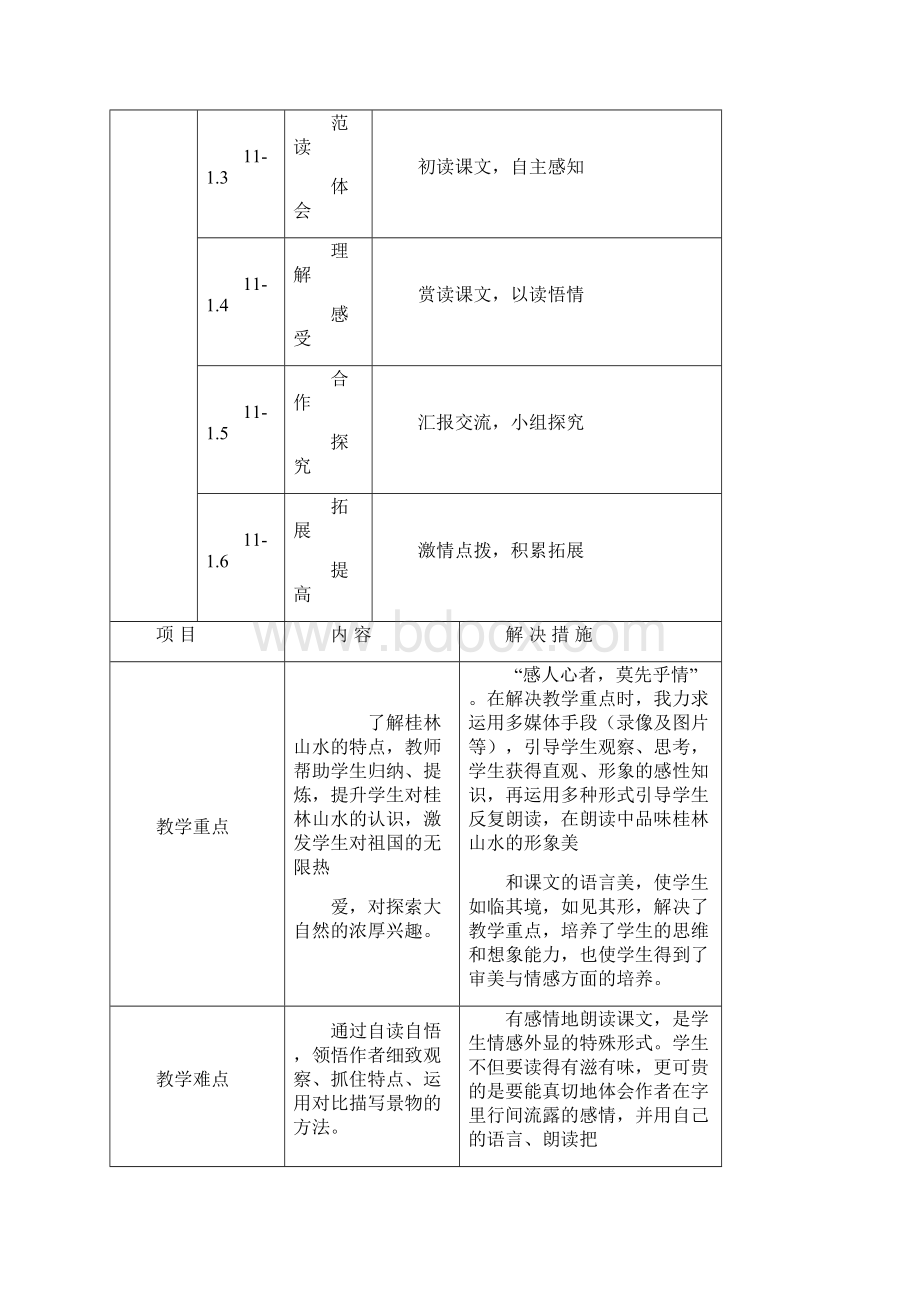 课堂教学设计表语文《桂林山水》教学设计Word文档下载推荐.docx_第2页