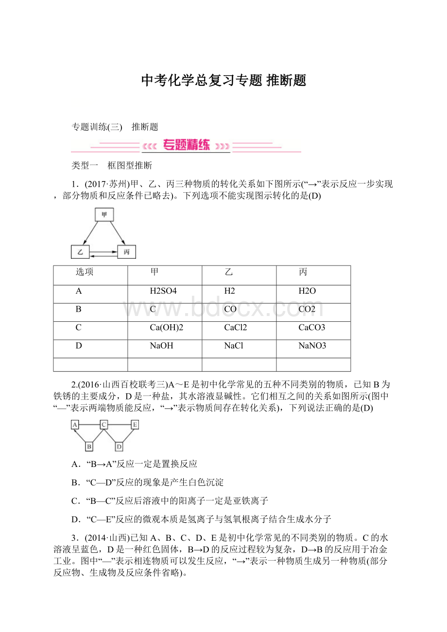 中考化学总复习专题 推断题Word下载.docx