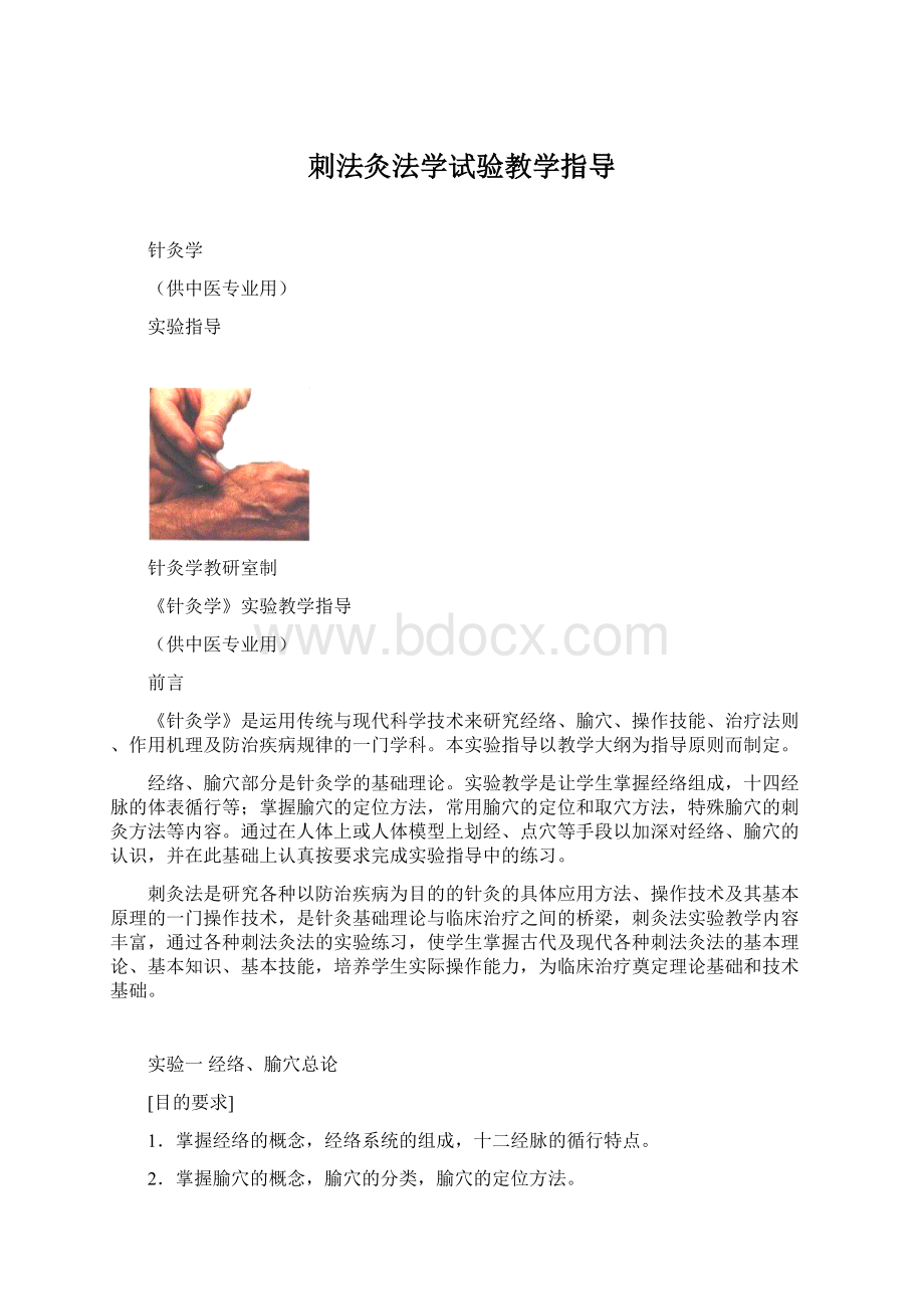 刺法灸法学试验教学指导Word文档下载推荐.docx