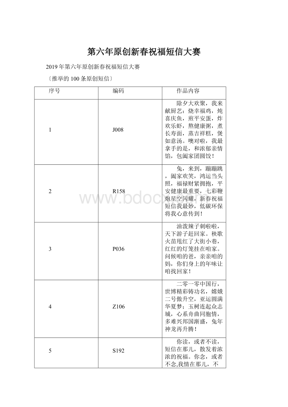 第六年原创新春祝福短信大赛.docx