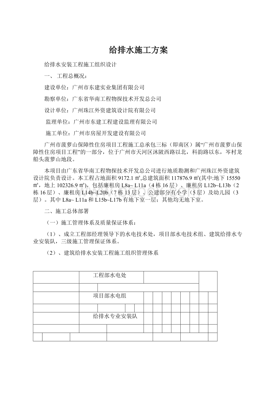 给排水施工方案.docx