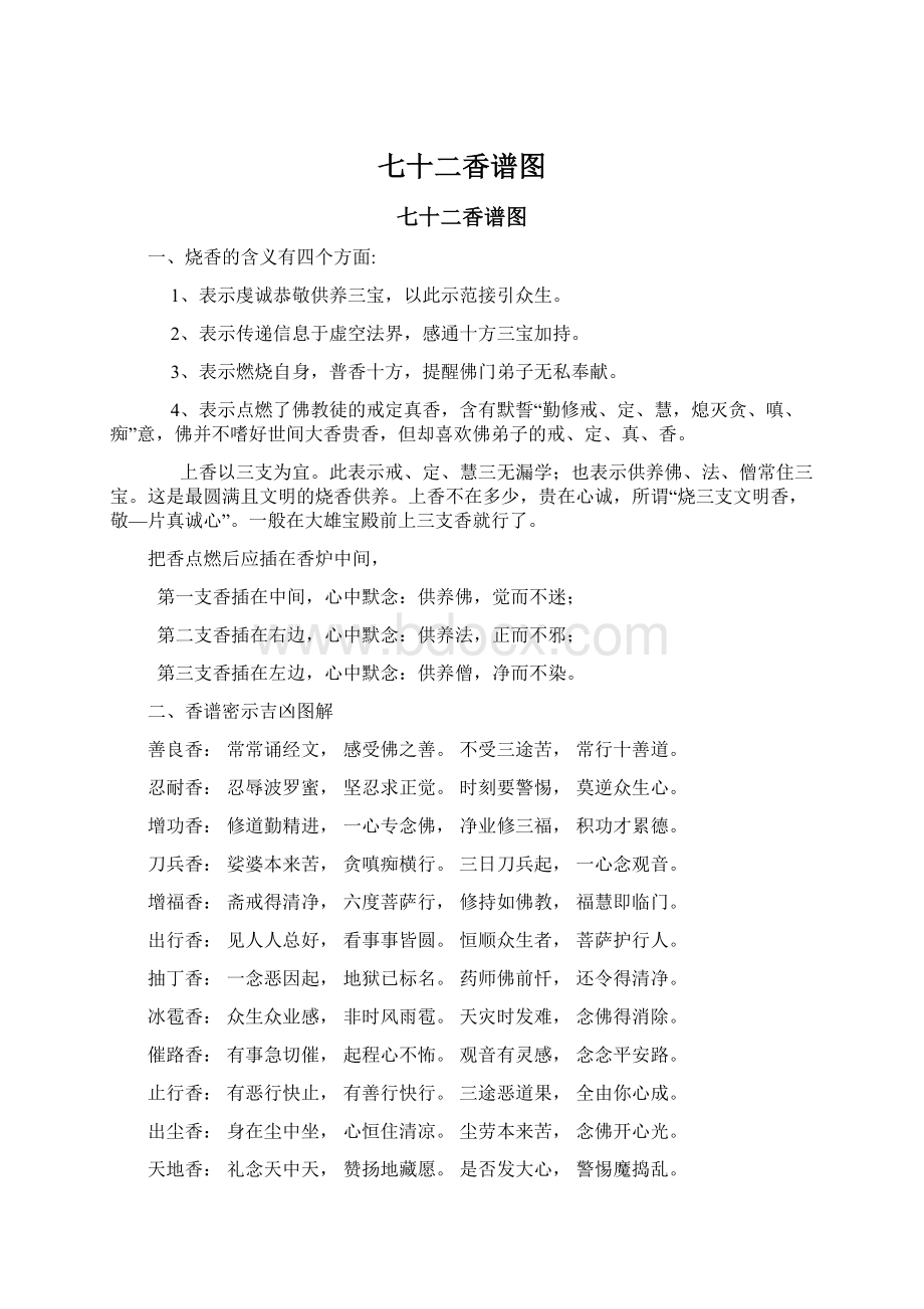 七十二香谱图Word文档格式.docx