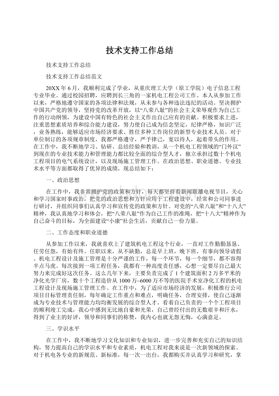 技术支持工作总结文档格式.docx