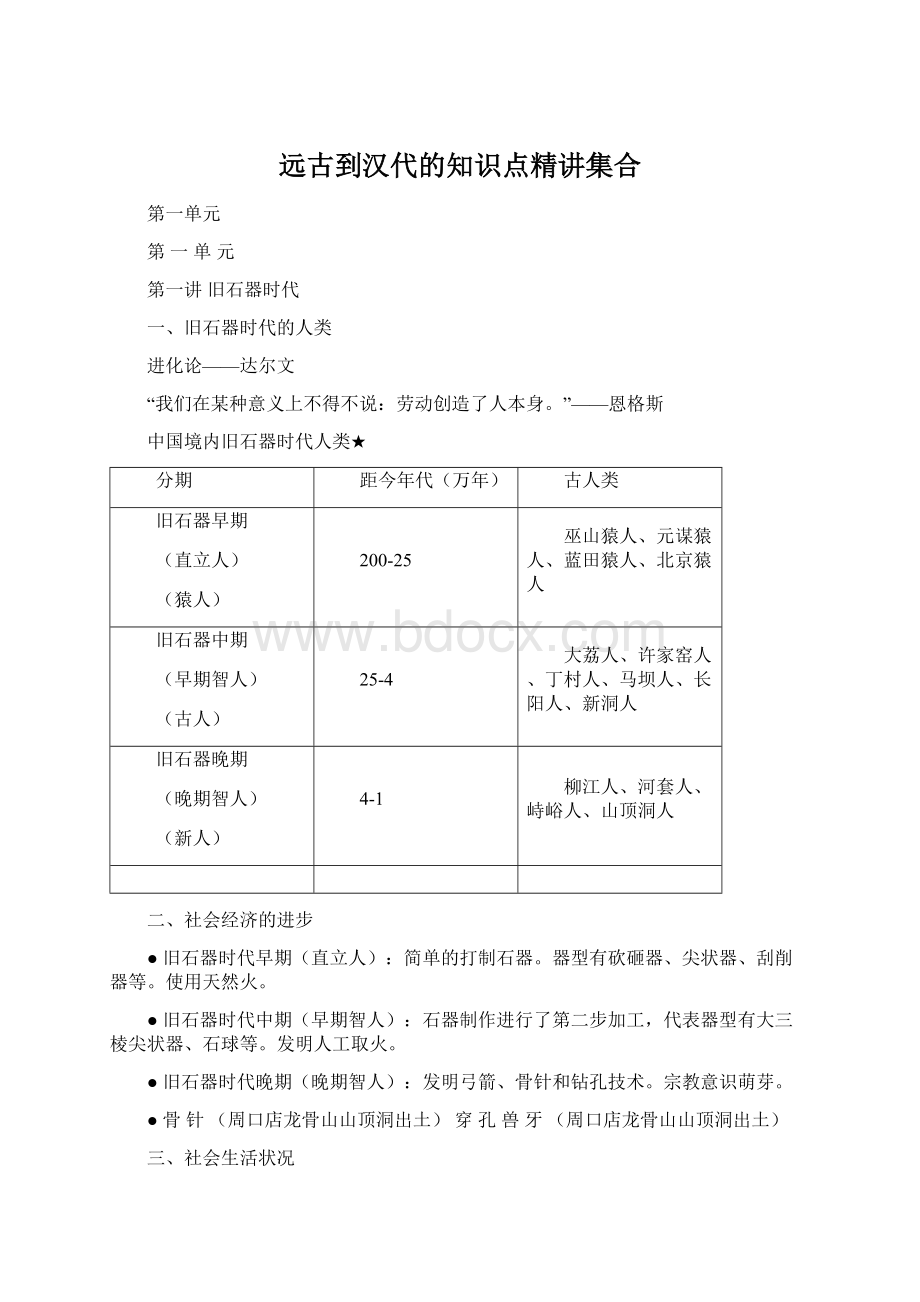 远古到汉代的知识点精讲集合.docx_第1页