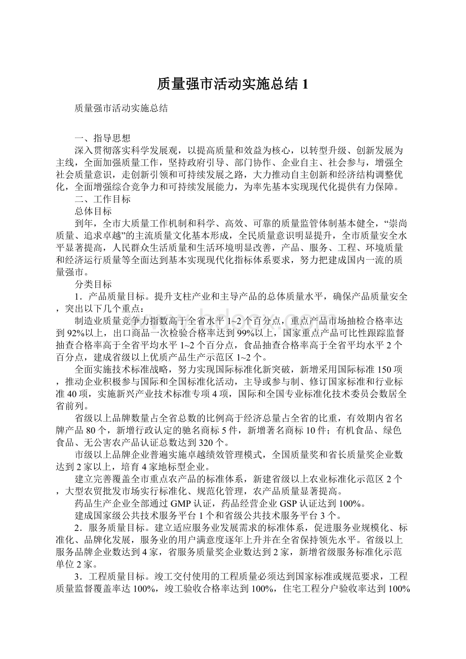 质量强市活动实施总结1Word格式文档下载.docx_第1页