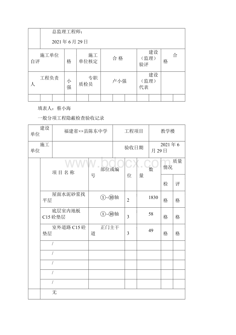 一般分项工程隐蔽检查验收记录.docx_第2页