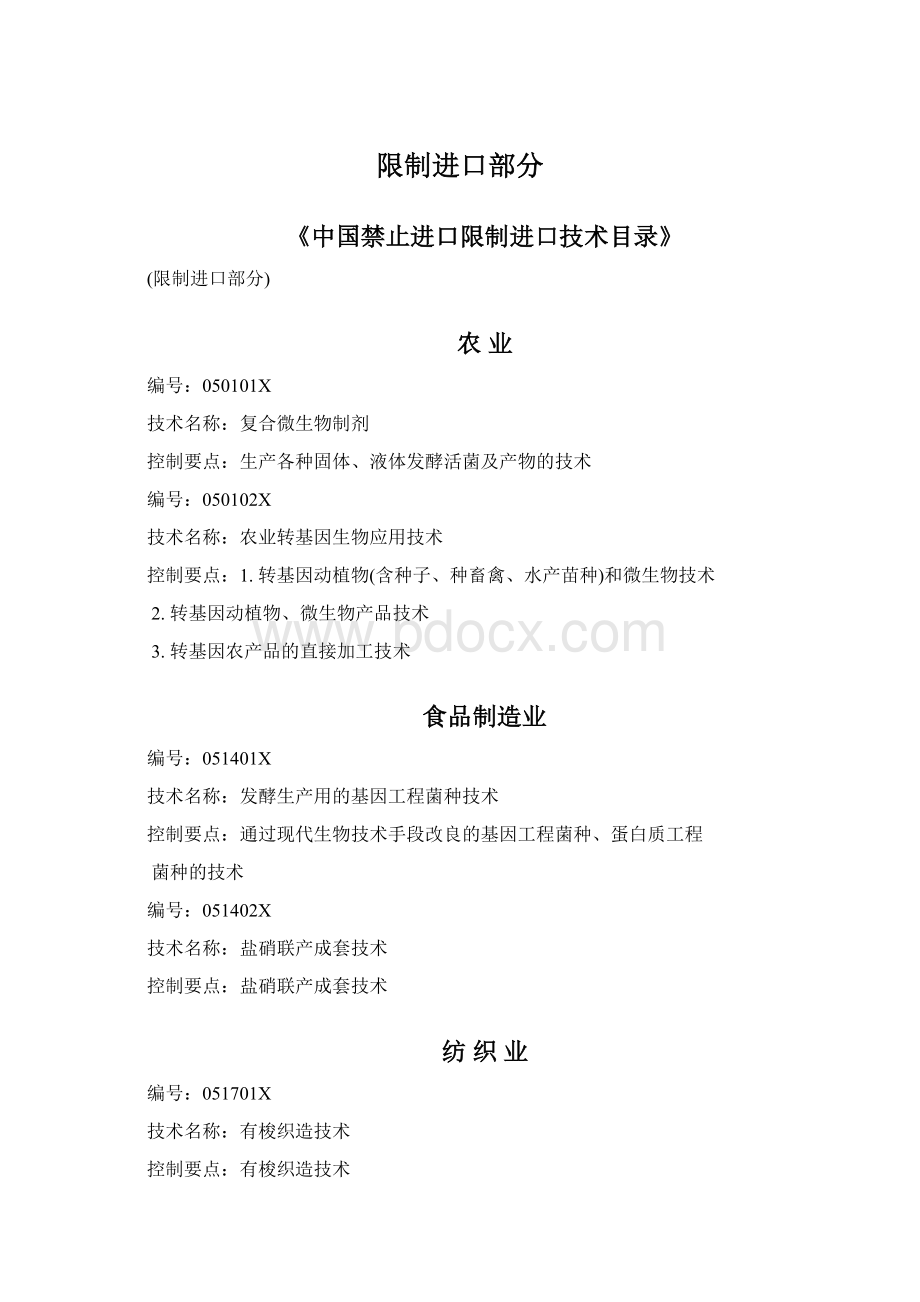 限制进口部分Word文档下载推荐.docx_第1页