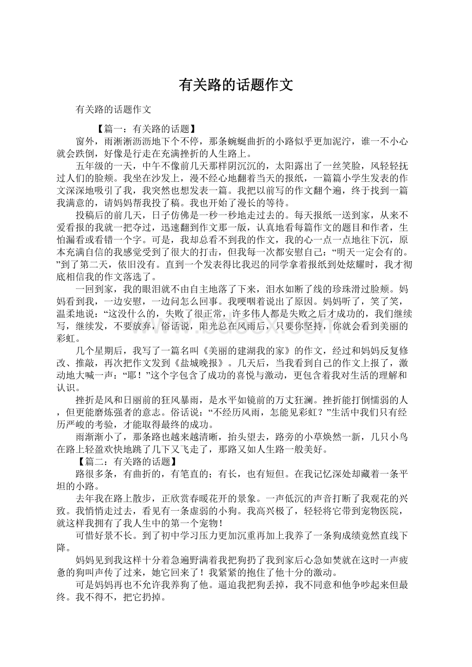 有关路的话题作文Word文档格式.docx