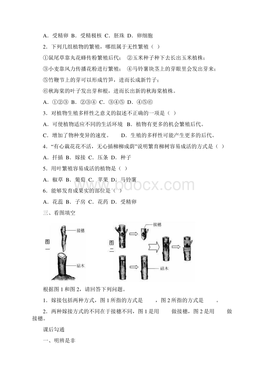 人教版初中生物八年级下同步练习97页.docx_第2页