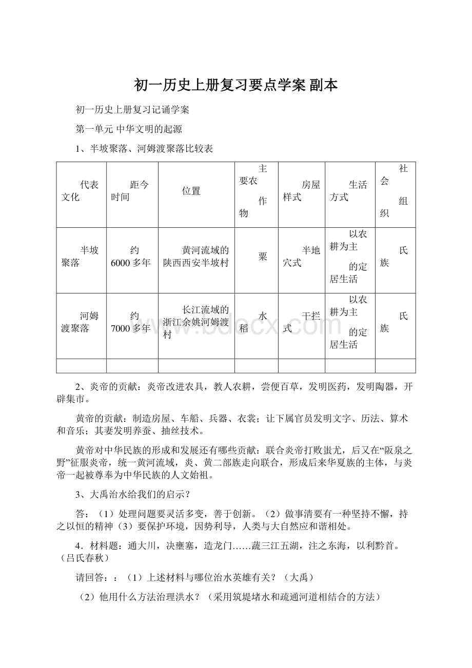 初一历史上册复习要点学案副本文档格式.docx