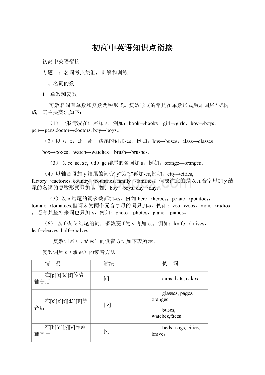 初高中英语知识点衔接.docx_第1页