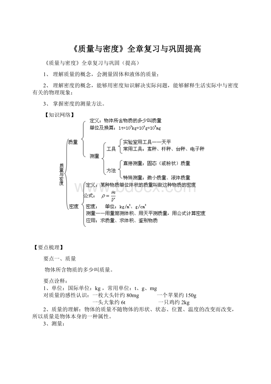 《质量与密度》全章复习与巩固提高Word文档下载推荐.docx