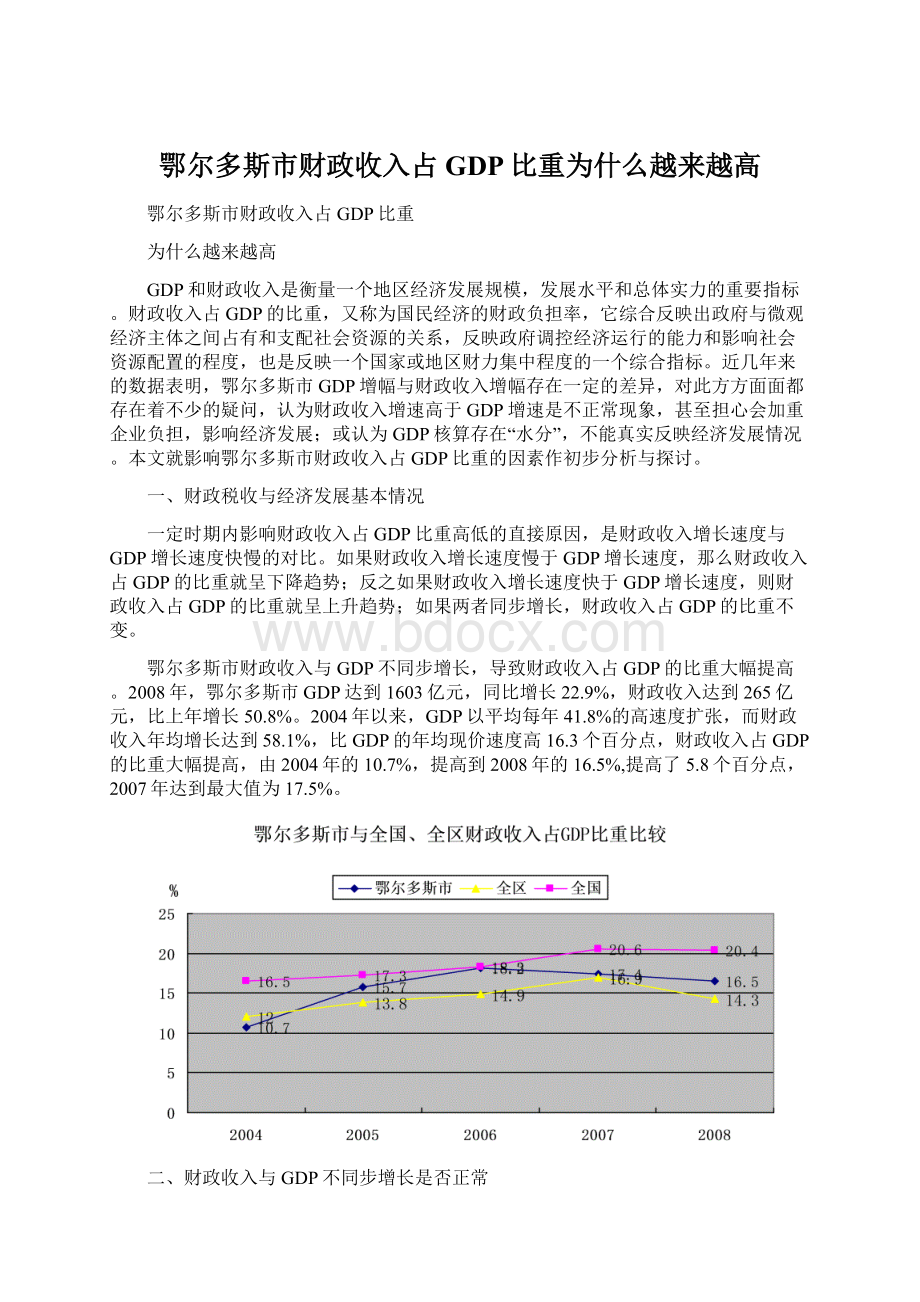 鄂尔多斯市财政收入占GDP比重为什么越来越高.docx