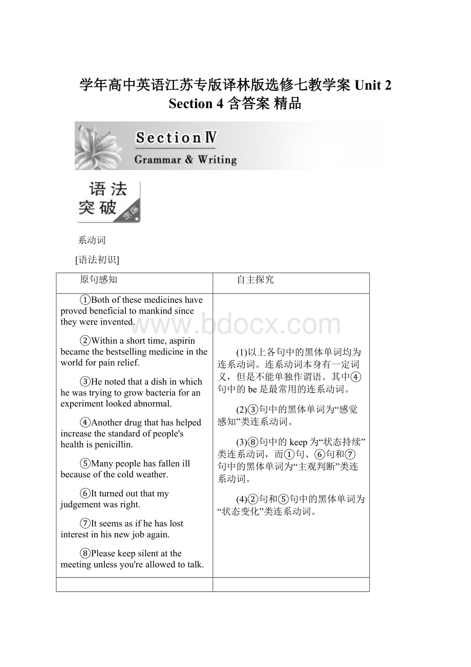 学年高中英语江苏专版译林版选修七教学案Unit 2 Section 4 含答案 精品.docx_第1页