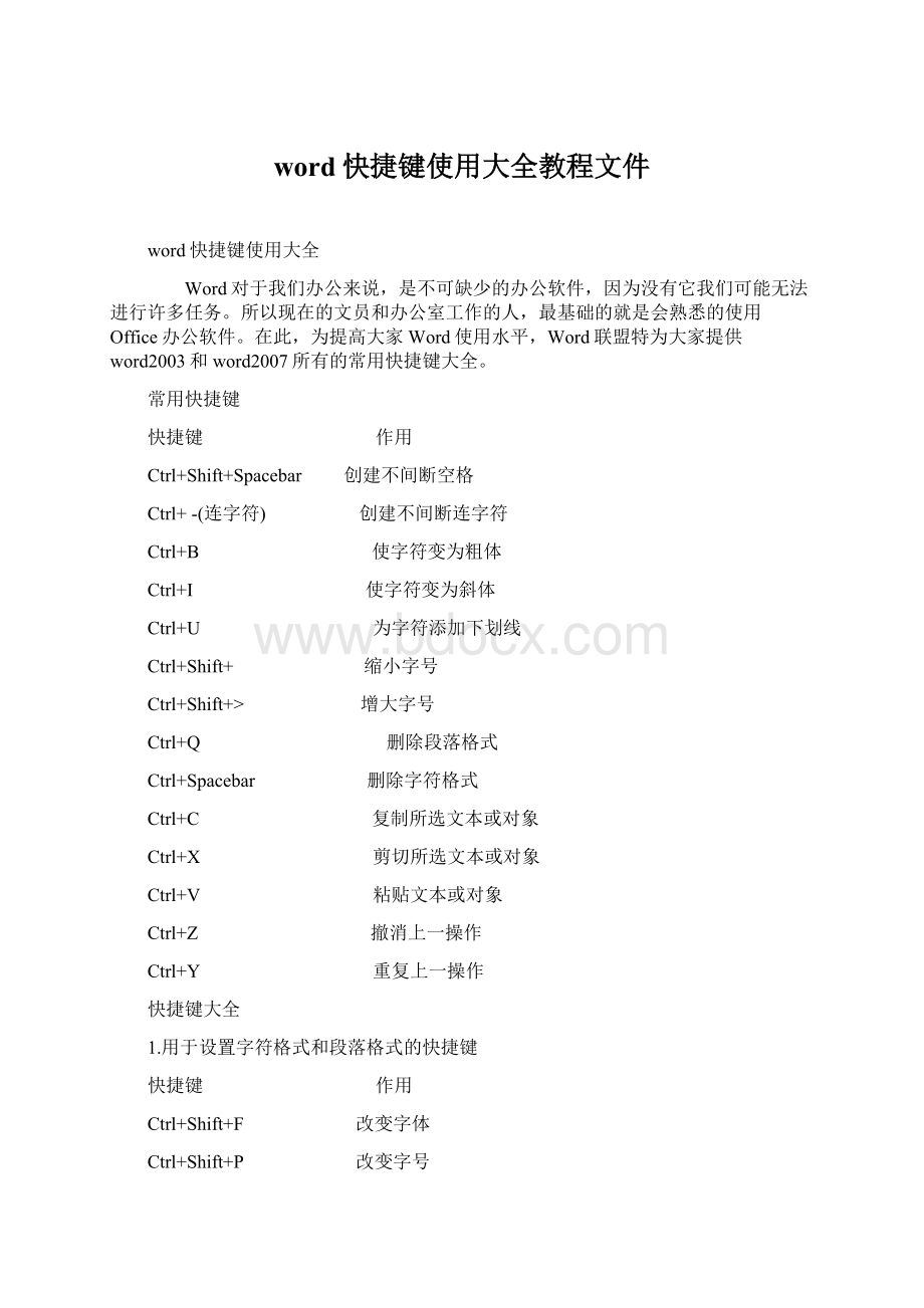 word快捷键使用大全教程文件.docx_第1页