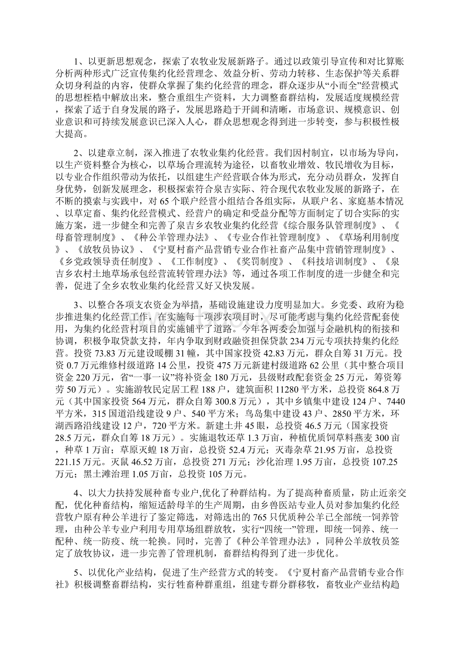 汇报材料 全乡农牧业集约化Word格式文档下载.docx_第2页