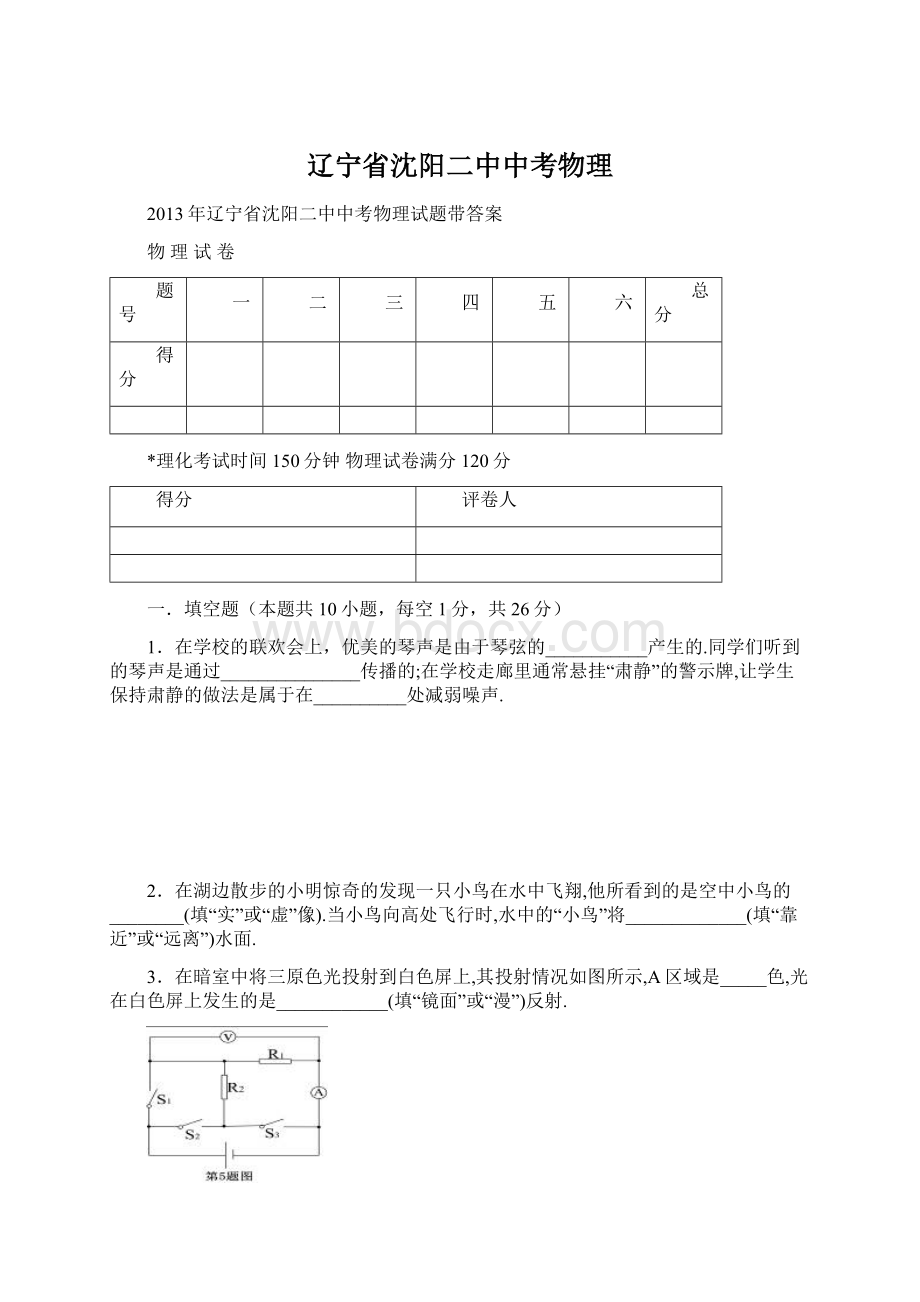 辽宁省沈阳二中中考物理.docx_第1页