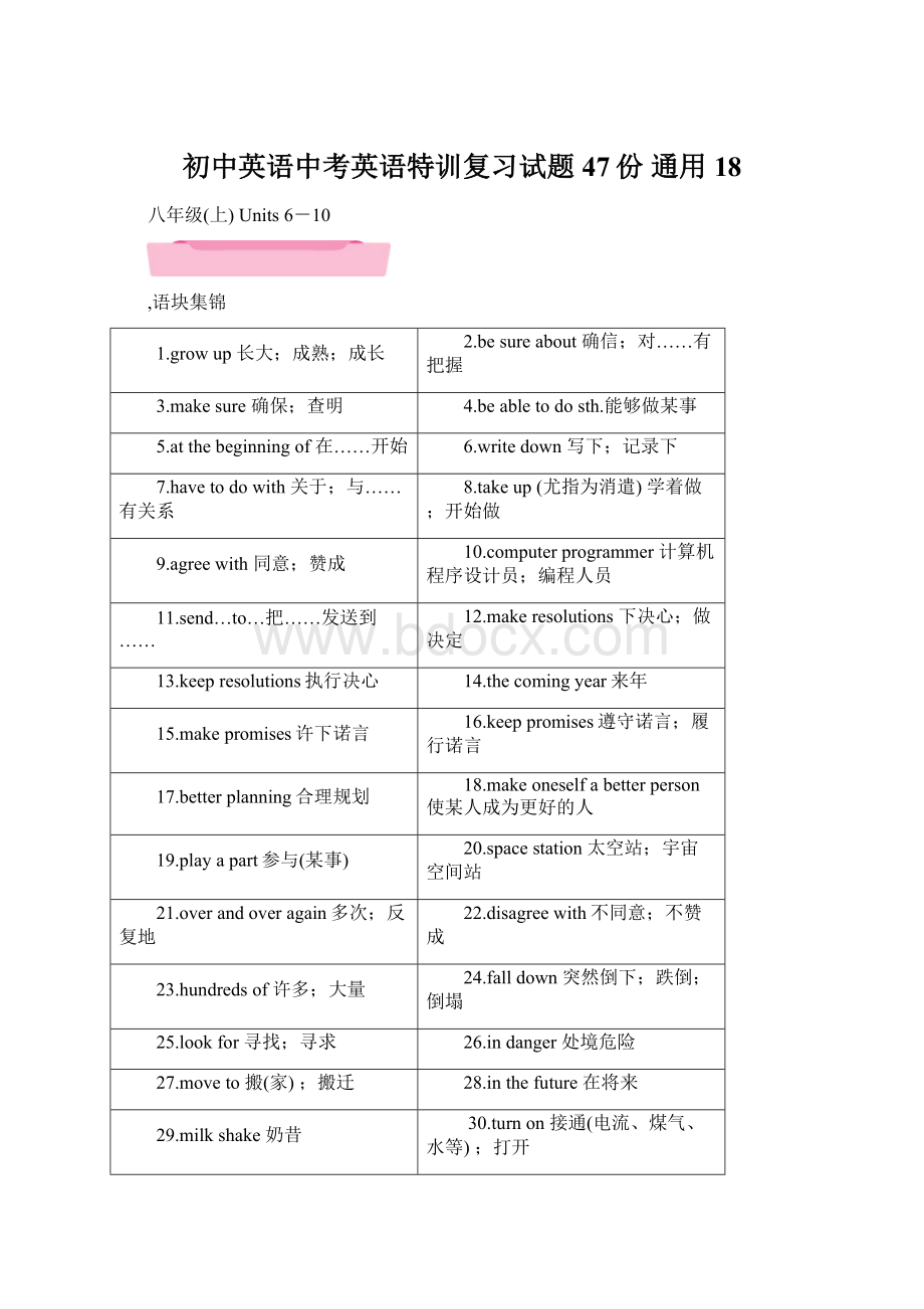 初中英语中考英语特训复习试题47份 通用18.docx