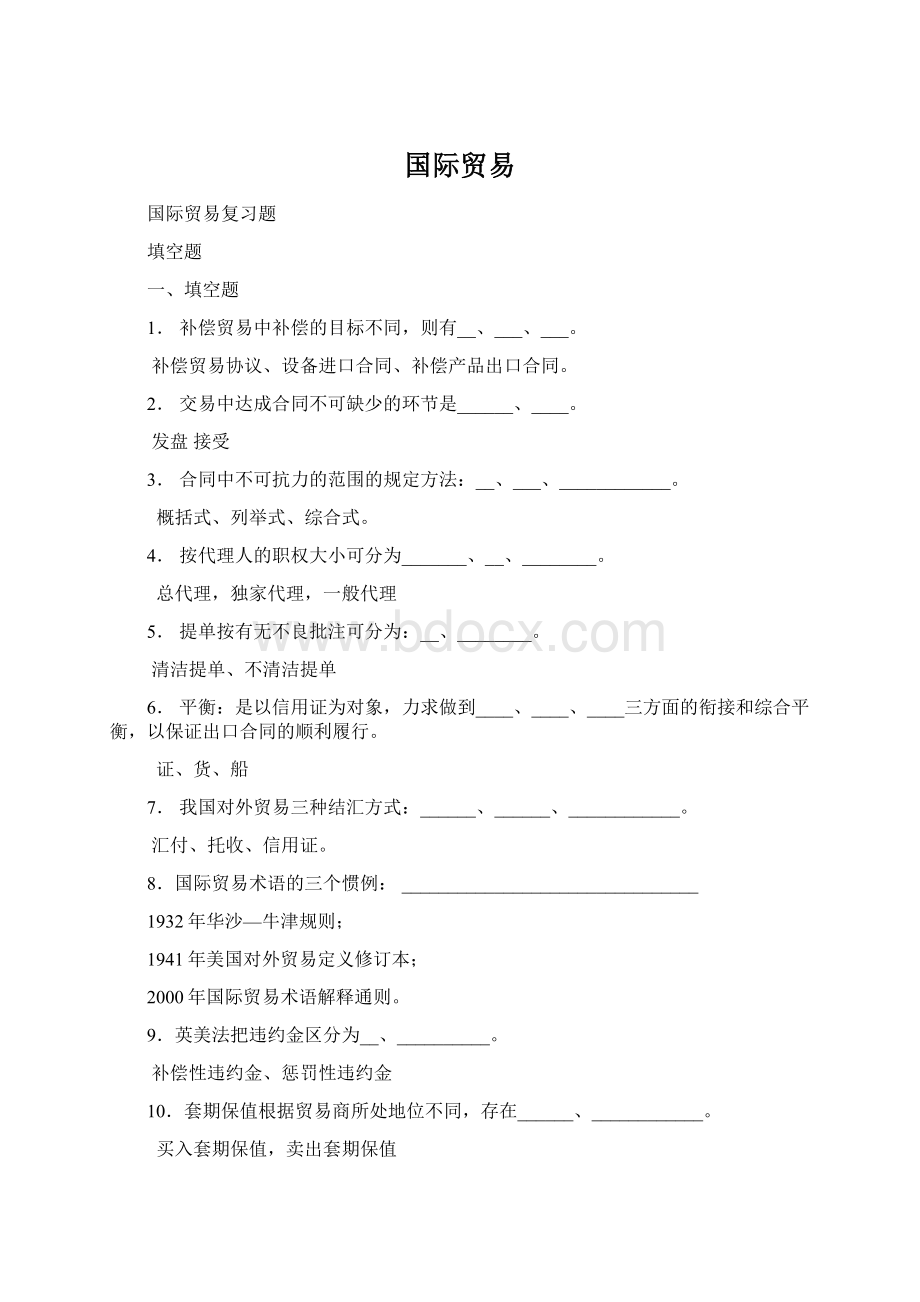 国际贸易文档格式.docx