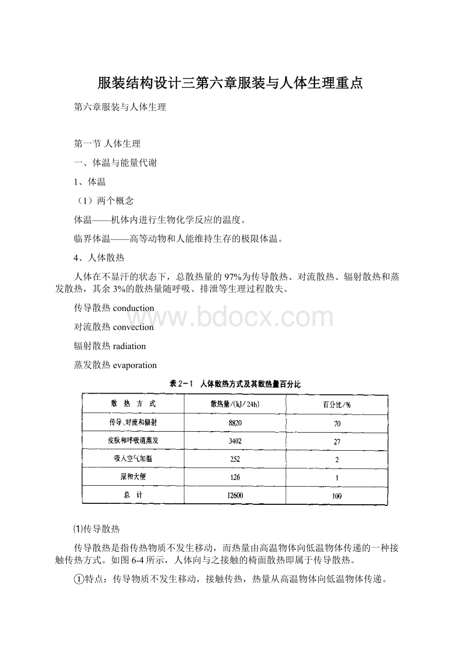 服装结构设计三第六章服装与人体生理重点.docx_第1页