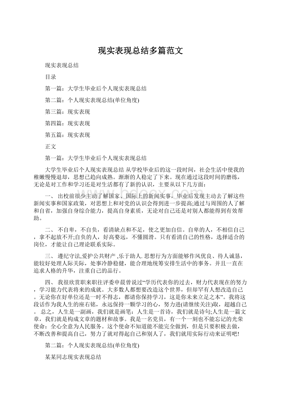 现实表现总结多篇范文.docx