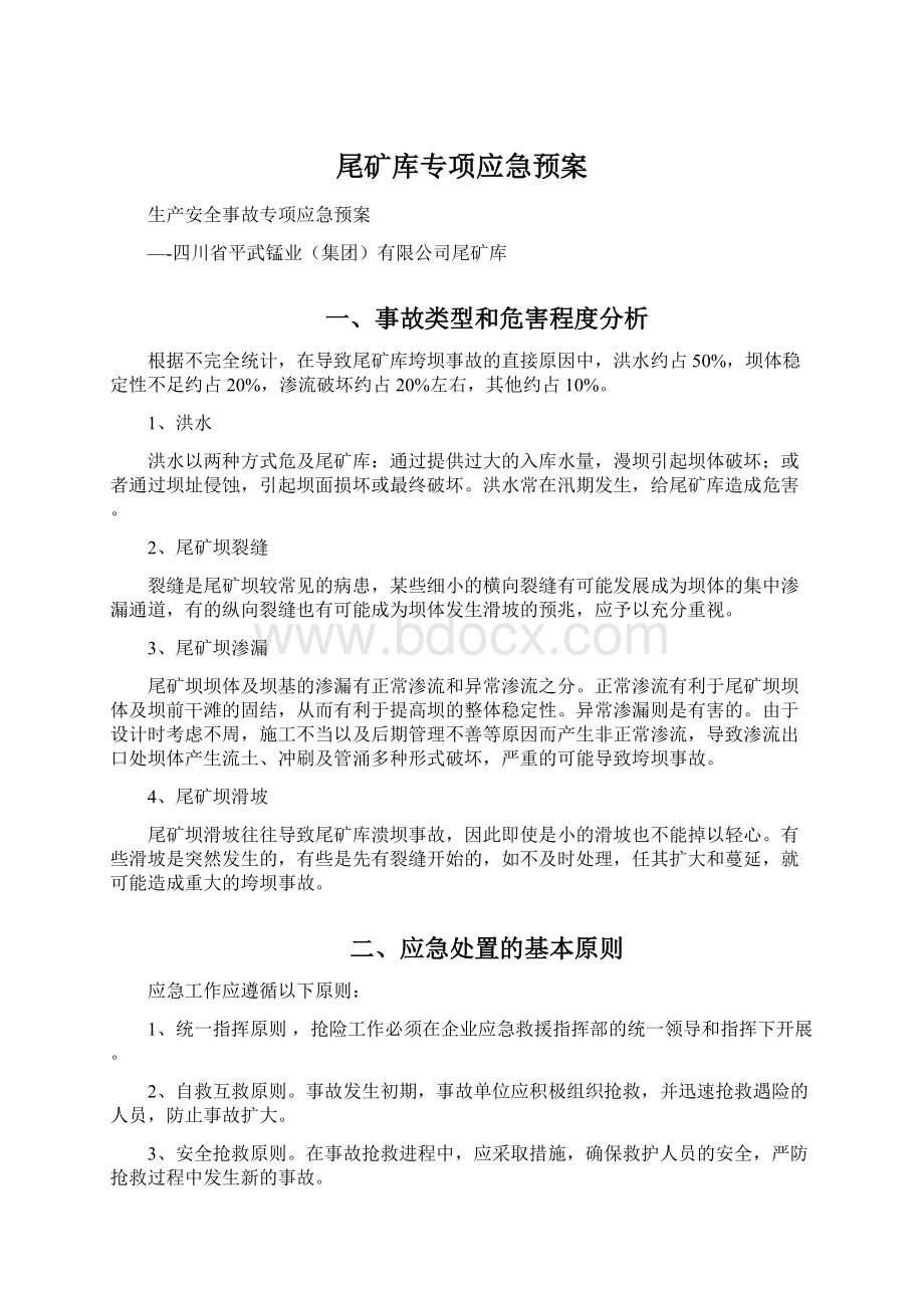 尾矿库专项应急预案Word文档格式.docx_第1页