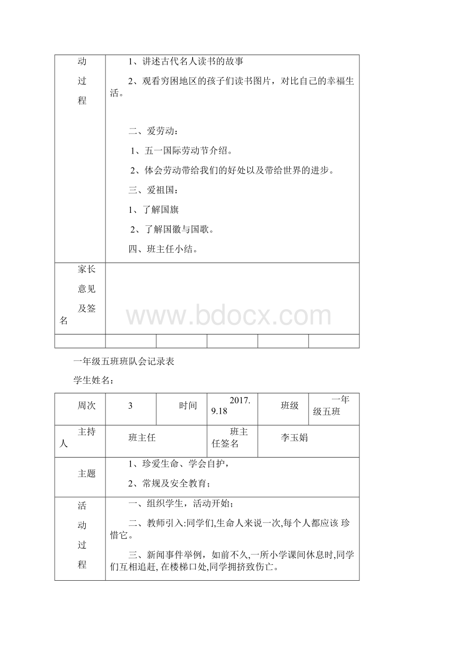 最新一年级班队会记录资料.docx_第2页