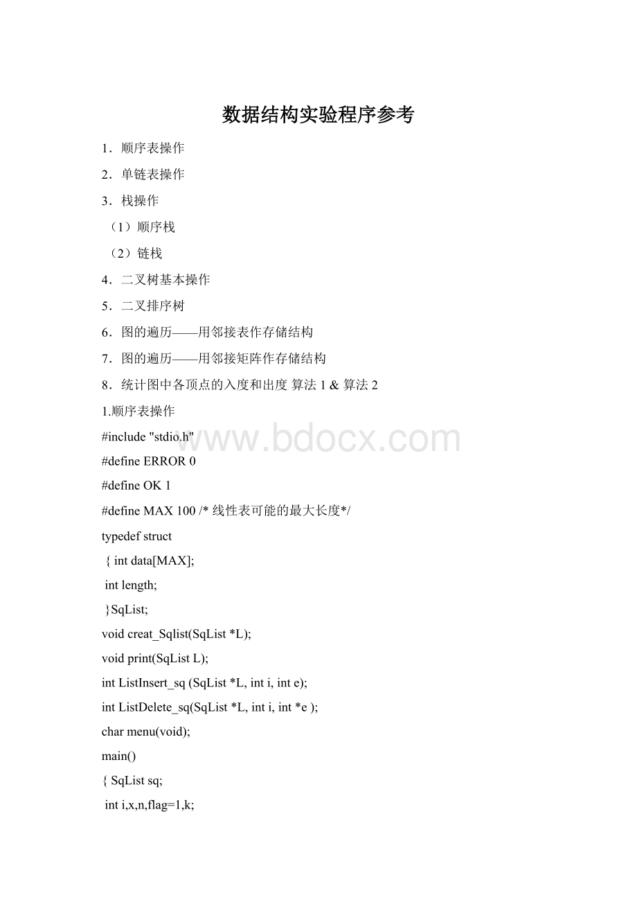 数据结构实验程序参考Word文件下载.docx